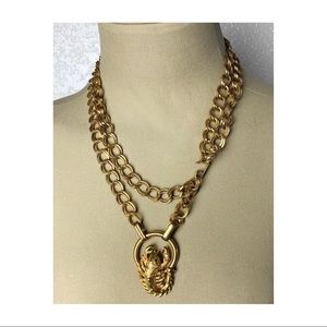 Vintage gold tone scorpio necklace